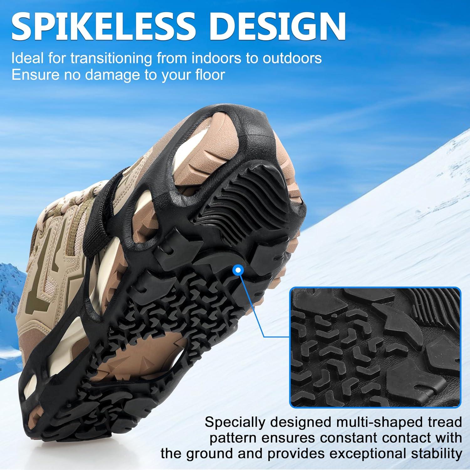 imageOROOTL Spikeless Ice Cleats Anti Slip Shoe Grippers for Slick Wet Slippery Surface Slip On Ice Shoes Cleats Rubber Tread Overshoes for Roofing Shoes Indoor Outdoor UseSM US 558 UK357