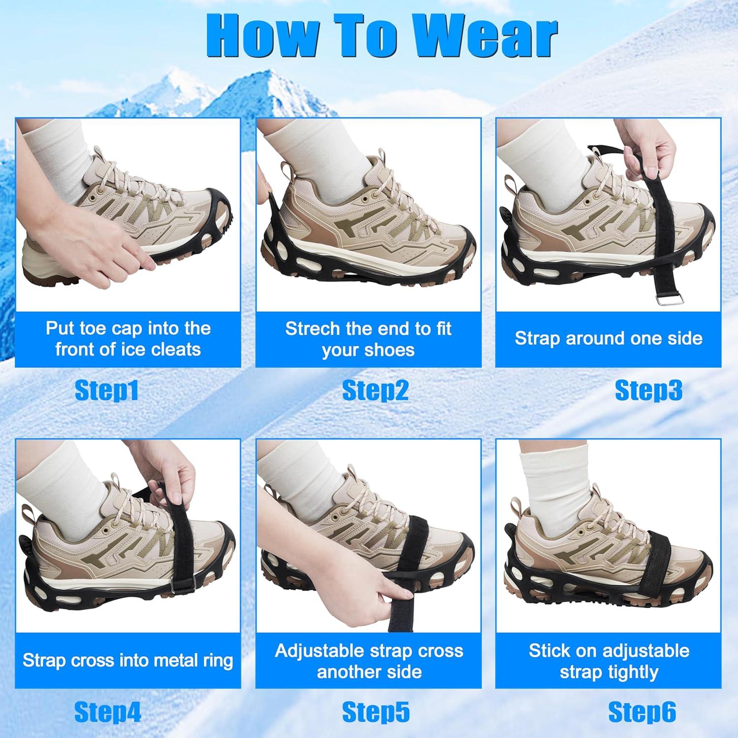 imageOROOTL Spikeless Ice Cleats Anti Slip Shoe Grippers for Slick Wet Slippery Surface Slip On Ice Shoes Cleats Rubber Tread Overshoes for Roofing Shoes Indoor Outdoor UseSM US 558 UK357