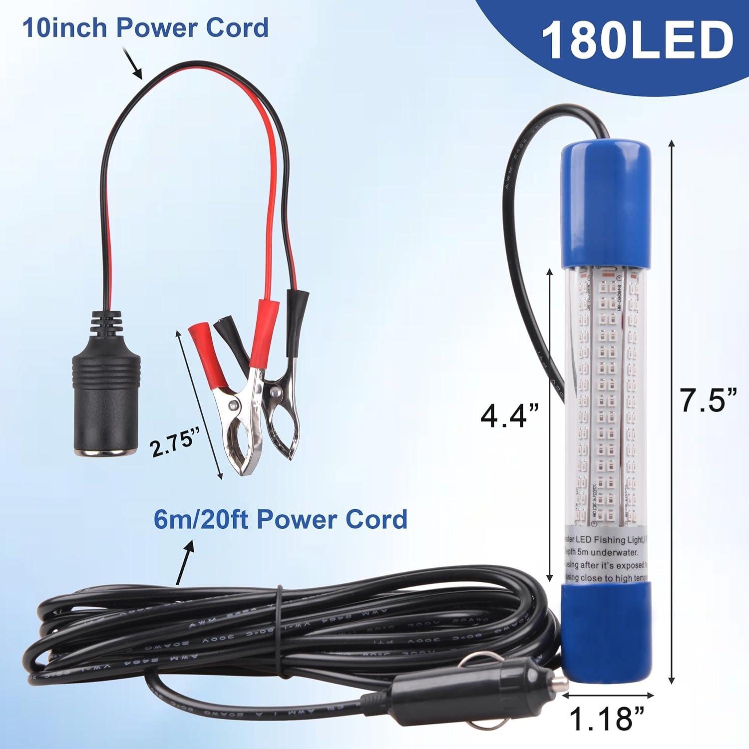 imageOROOTL Underwater Fishing Light Super Bright 108W 12V24V 180 LED Submersible Fishing Bait Finder Lamp Deep Drop Fish Light for Nigh Fishing Boat Dock Shrimp Prawns Squid Fish CrowdGreen