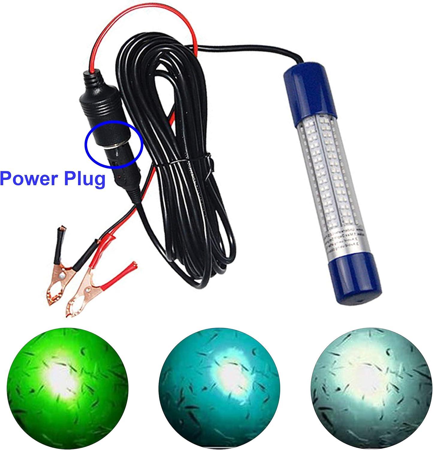 imageOROOTL Underwater Fishing Light Super Bright 108W 12V24V 180 LED Submersible Fishing Bait Finder Lamp Deep Drop Fish Light for Nigh Fishing Boat Dock Shrimp Prawns Squid Fish CrowdGreen