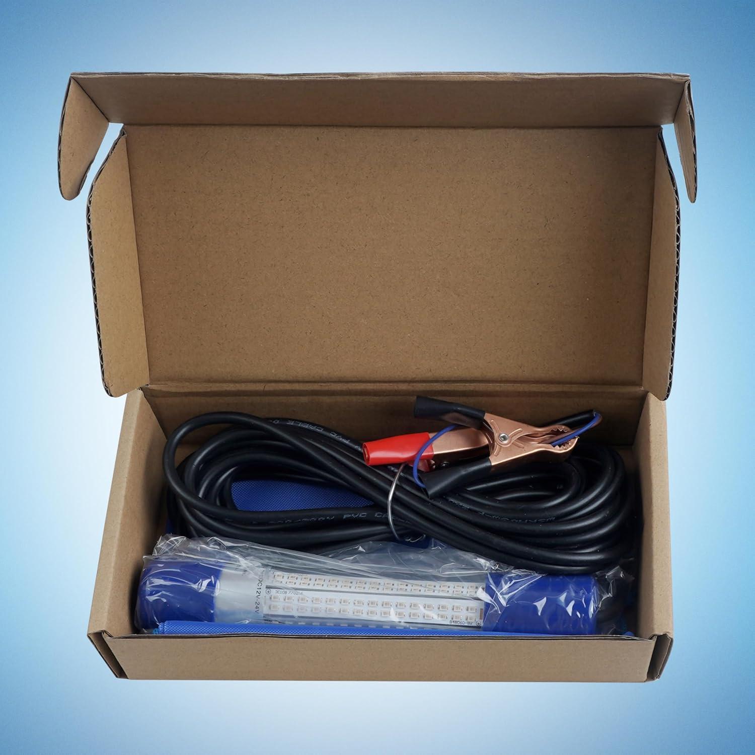 imageOROOTL Underwater Fishing Light Super Bright 108W 12V24V 180 LED Submersible Fishing Bait Finder Lamp Deep Drop Fish Light for Nigh Fishing Boat Dock Shrimp Prawns Squid Fish CrowdGreen