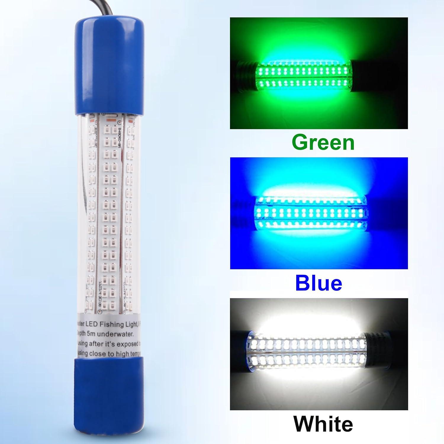 imageOROOTL Underwater Fishing Light Super Bright 108W 12V24V 180 LED Submersible Fishing Bait Finder Lamp Deep Drop Fish Light for Nigh Fishing Boat Dock Shrimp Prawns Squid Fish CrowdGreen