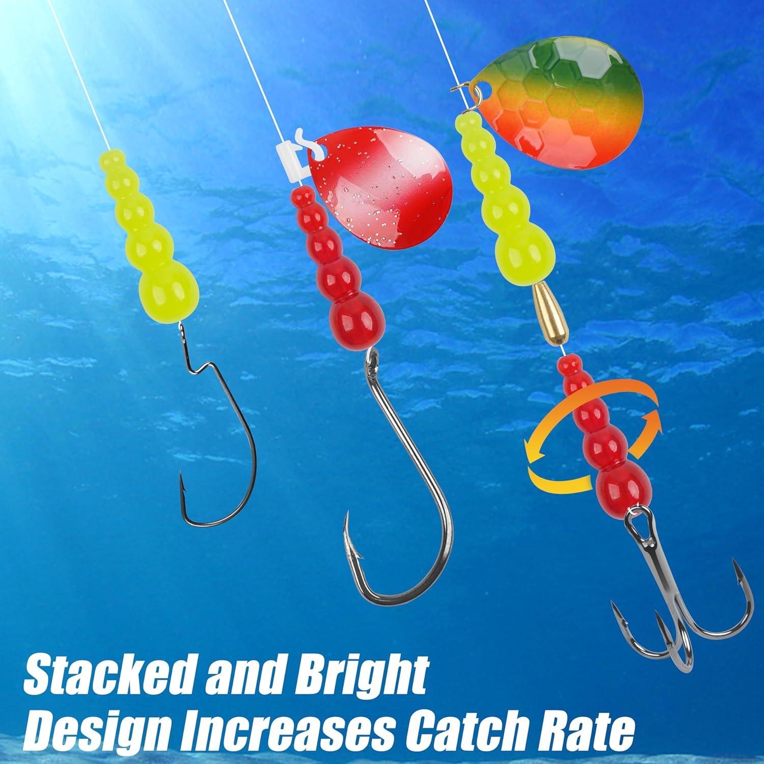 imageOROOTL Walleye Rig Making Kit Fishing Lure Making Supplies DIY Walleye Spinner Rig Crawler Harness Spinner Blades Stacked Fishing Beads Hooks for Trout Bass Salmon Walleye Fishing Kit 100pcs100pcs Kit