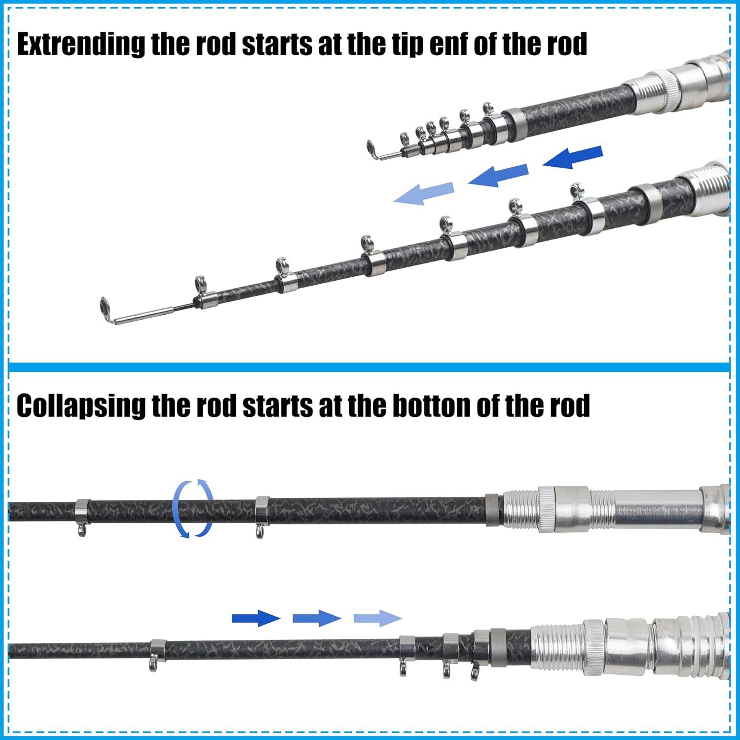 imagePocket Fishing Rod 4063inch Mini Fishing Pole Aluminum Alloy Pen Fish Rod Portable Small Fishing Pole for Travel Ice Fly Fishing Sea Saltwater FreshwaterBlue