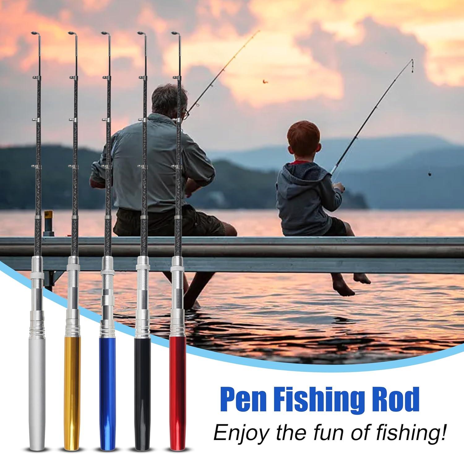 imagePocket Fishing Rod 4063inch Mini Fishing Pole Aluminum Alloy Pen Fish Rod Portable Small Fishing Pole for Travel Ice Fly Fishing Sea Saltwater FreshwaterBlack