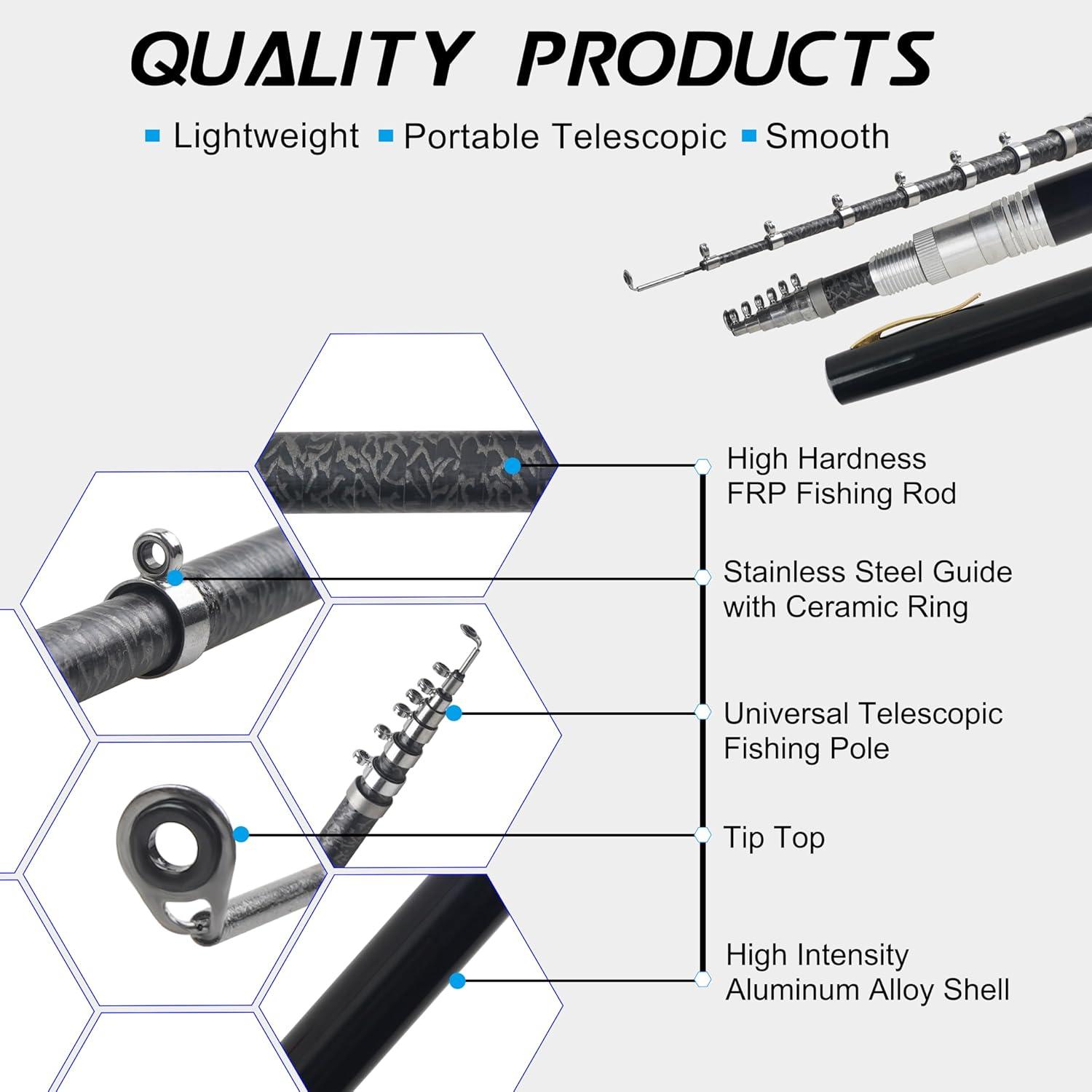 imagePocket Fishing Rod 4063inch Mini Fishing Pole Aluminum Alloy Pen Fish Rod Portable Small Fishing Pole for Travel Ice Fly Fishing Sea Saltwater FreshwaterBlack