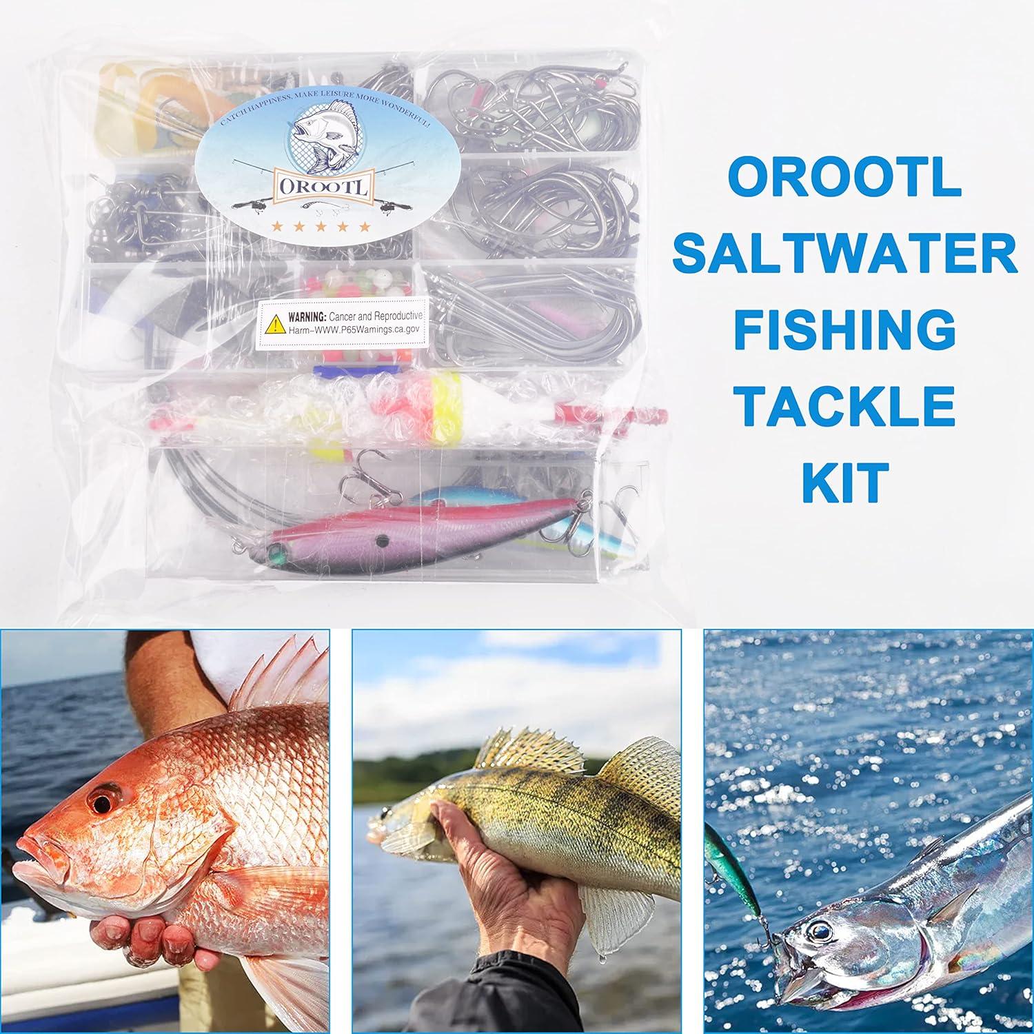 imageSaltwater Fishing Tackle Box 212pcs Surf Fishing Gear Kit Saltwater Lures Bait Rigs Bucktail Jigs Spoon Crankbait Pyramid Sinkers Hooks Swivels Perfect Fishermen Gifts