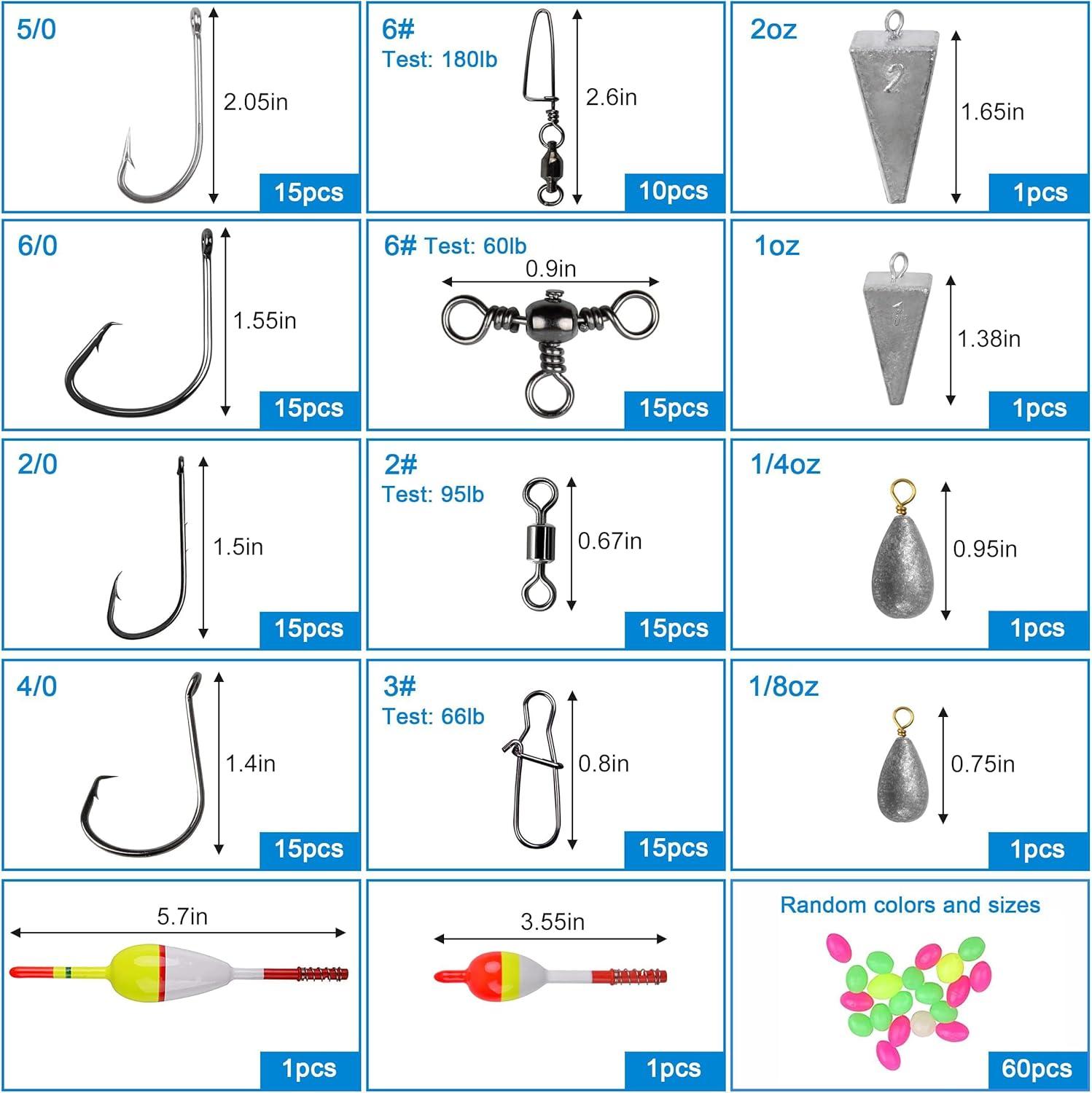 imageSaltwater Fishing Tackle Box 212pcs Surf Fishing Gear Kit Saltwater Lures Bait Rigs Bucktail Jigs Spoon Crankbait Pyramid Sinkers Hooks Swivels Perfect Fishermen Gifts