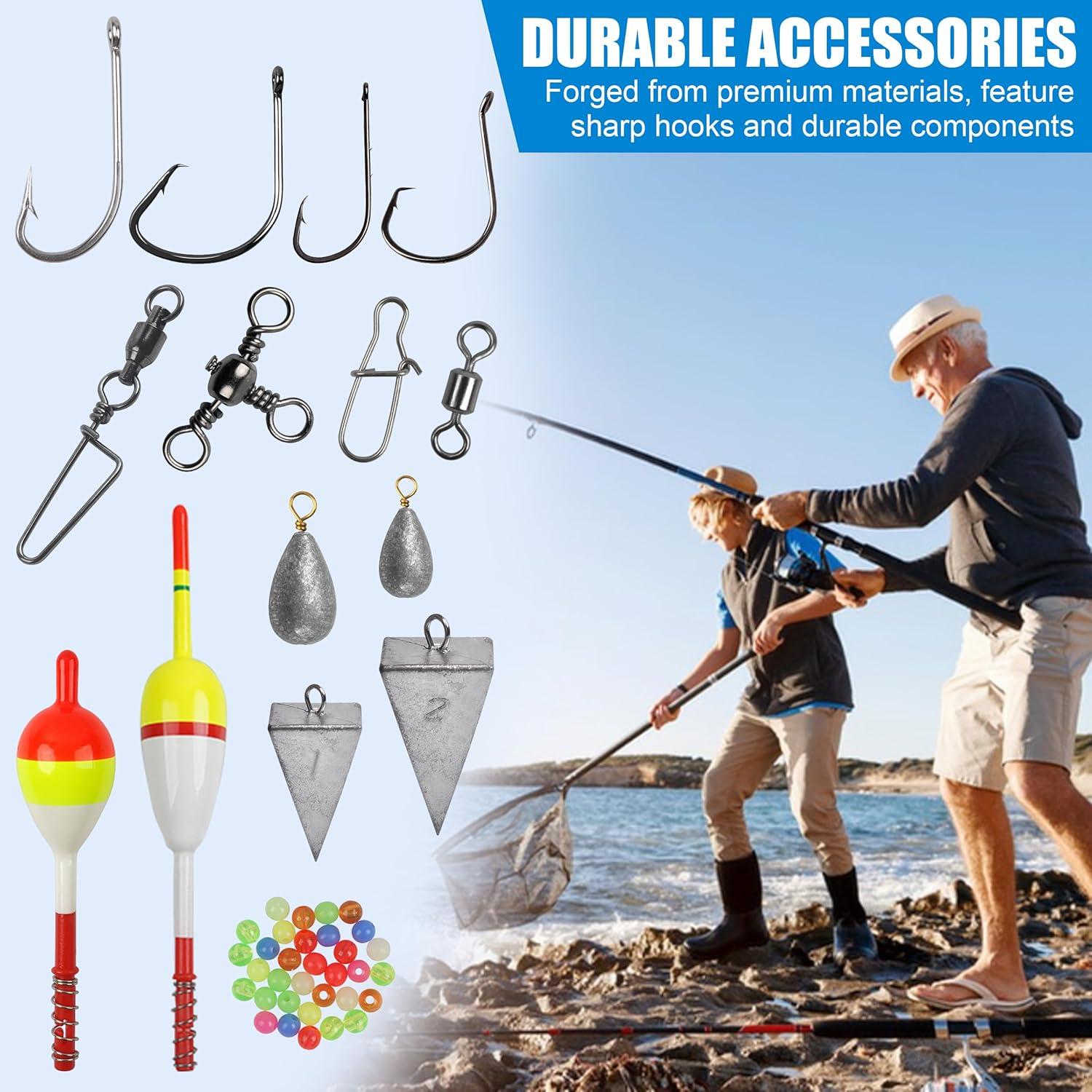 imageSaltwater Fishing Tackle Box 212pcs Surf Fishing Gear Kit Saltwater Lures Bait Rigs Bucktail Jigs Spoon Crankbait Pyramid Sinkers Hooks Swivels Perfect Fishermen Gifts