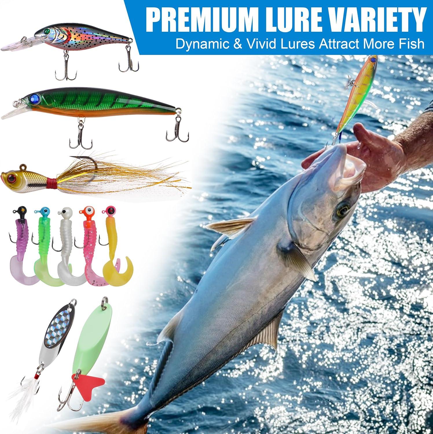 imageSaltwater Fishing Tackle Box 212pcs Surf Fishing Gear Kit Saltwater Lures Bait Rigs Bucktail Jigs Spoon Crankbait Pyramid Sinkers Hooks Swivels Perfect Fishermen Gifts