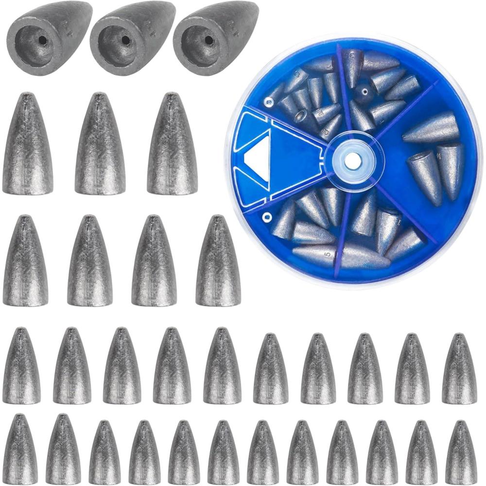 imageBullet Sinkers Fishing Weights Kit 2983pcs Fishing Sinkers Weights Set Assorted Slip Sinker Worm Weights for Bass Fishing Saltwater Freshwater29pcsunpainted