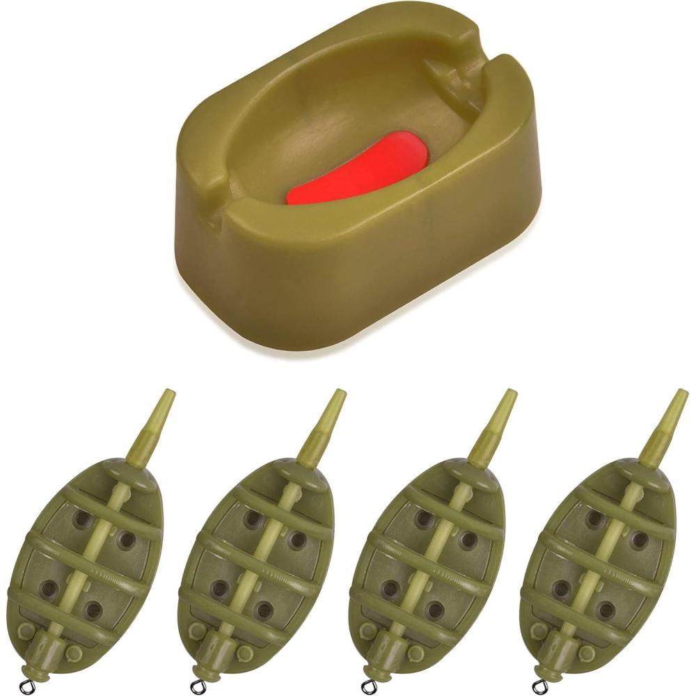 imageCarp Fishing Method Feeders Set 4 Inline Method Feeders with 1 Quick Release Carp Fishing Equipment for Baits Holder Method Carp Fishing Tool AccessoriesTYPE1 15g20g25g35g