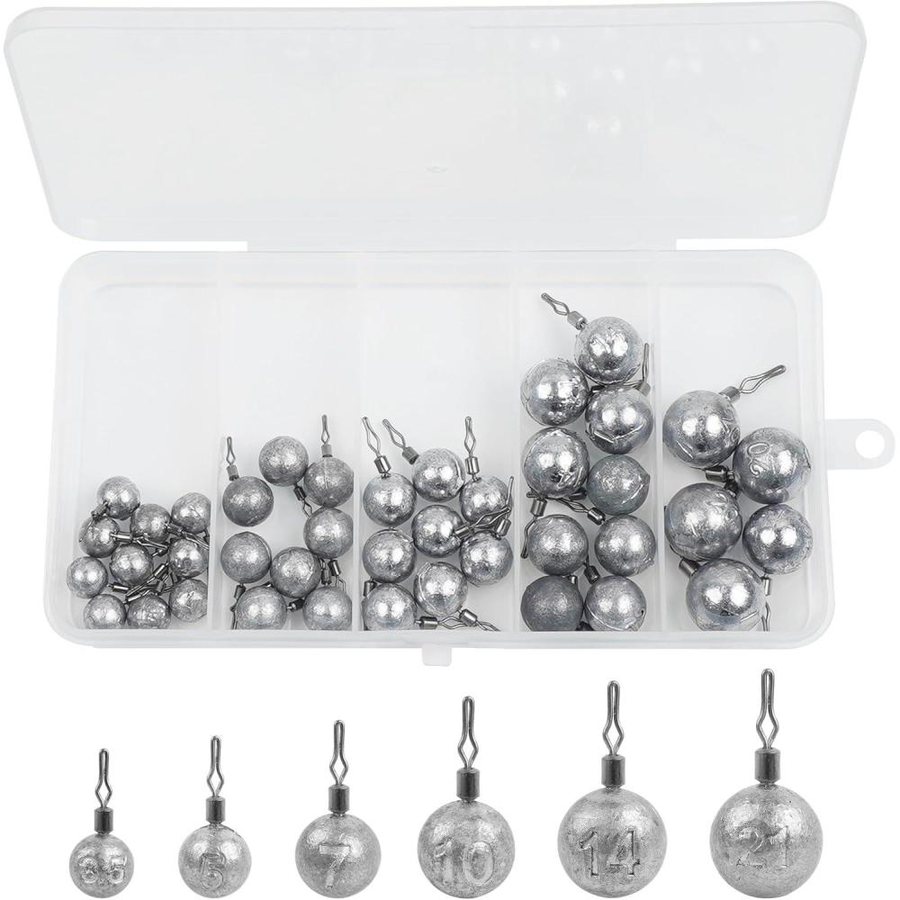 imageDrop Shot Weights Fishing Sinkers for Bass Fishing Skinny Sinkers with Barrel Swivels Drop Shot Rig Weights for Freshwater SaltwaterMixed Size40pcs
