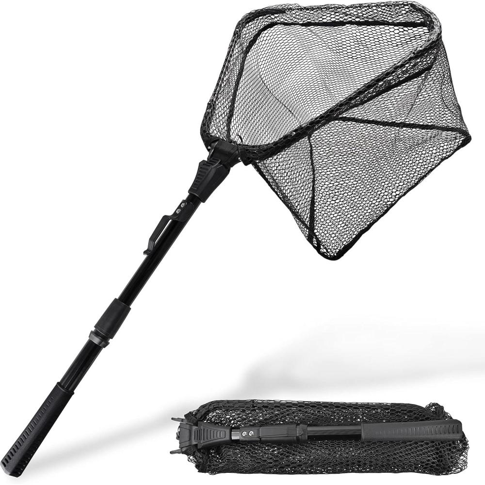 imageFishing Landing Net Collapsible Fishing Nets Floating Fish Landing Net with Nylon Mesh Extendable Handle Safe Fish Net for Saltwater Freshwater Kids Men Women