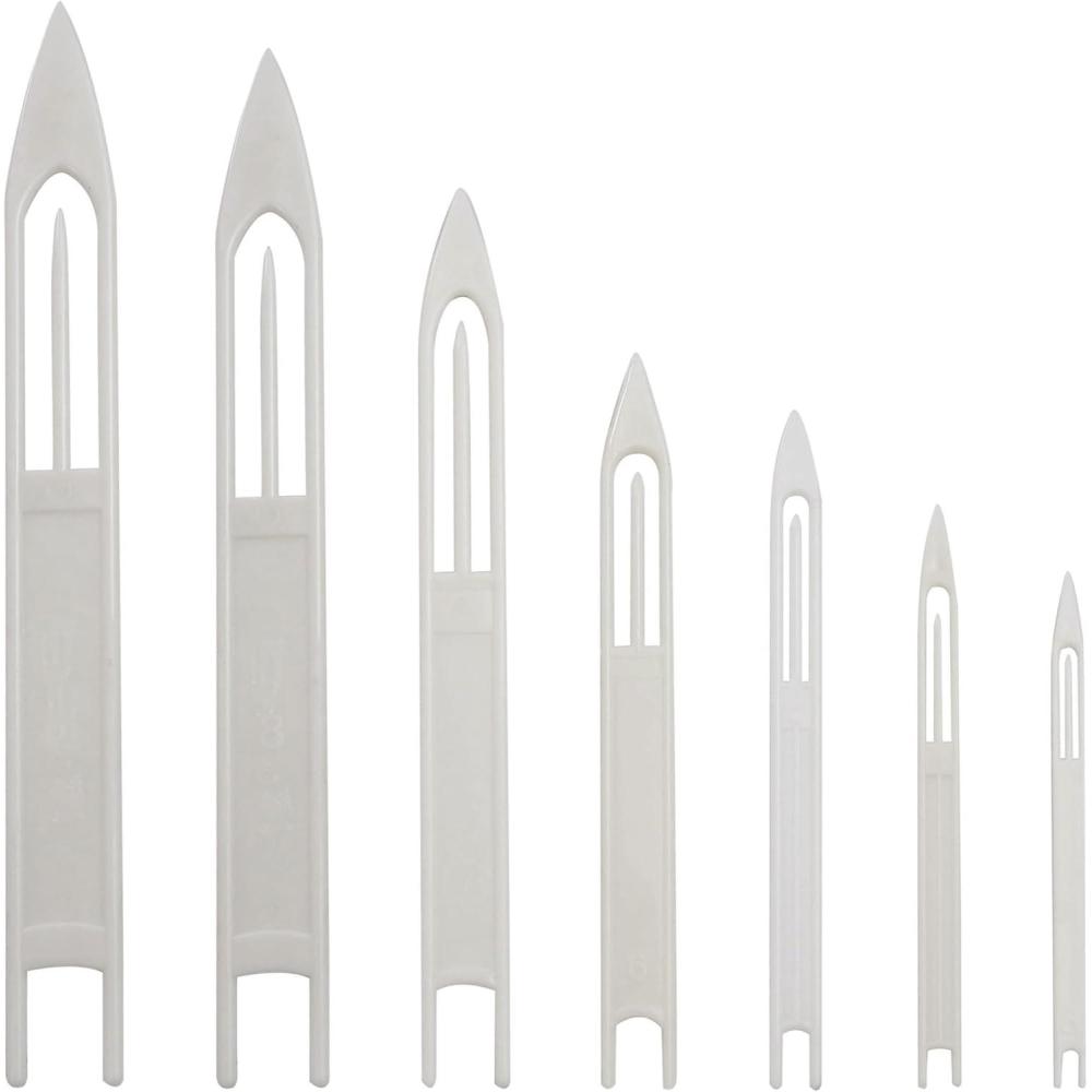 imageFishing Net Needle Kit 7pcs Netting Needle Shuttles Repair Tool Plastic Cast Net Mending Needles for Weaving and Sewing Size 3 4 5 6 7 8 9