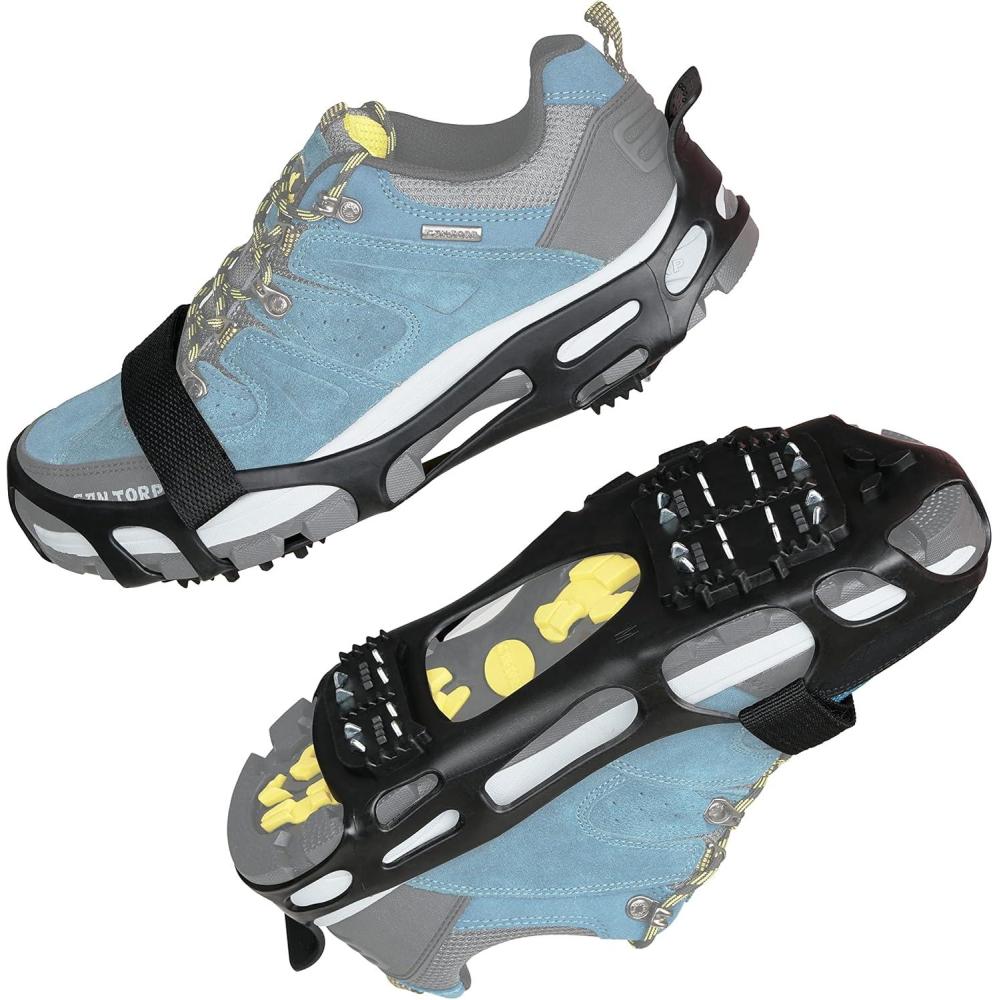 imageIce Cleats Crampons for Shoes and Boots Anti Slip Snow Cleats Ice Shoes Grippers 24 Studs Crampons for Hiking Boots Women Men Ice Fishing Winter Walking JoggingSmall 355 men557 women