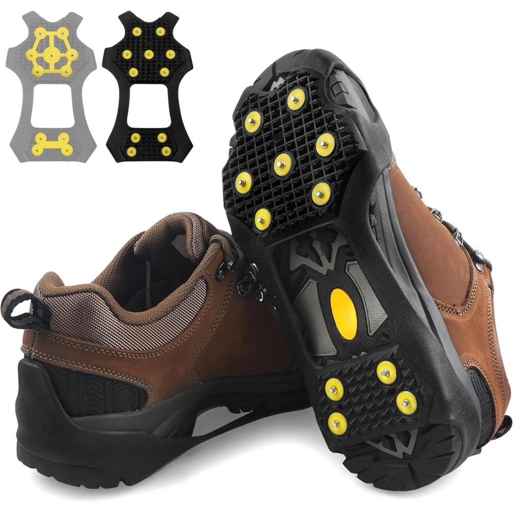 imageIce Cleats for Shoes and Boots Walk Traction Snow Cleats Crampons Anti Slip 11 Studs Ice Shoes Grippers for Women Men Ice Fishing Walking on Snow IceMedium 5585 Men  710 Women