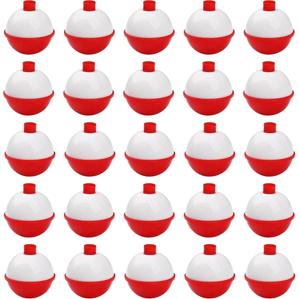 imageOROOTL 25pcs Fishing Bobbers Floats Hard ABS Bobbers for Fishing Red and White Fishing Floats Push Button Round Buoy Float Tackle Accessories Bobber Decorations 052inch125inch25pcs