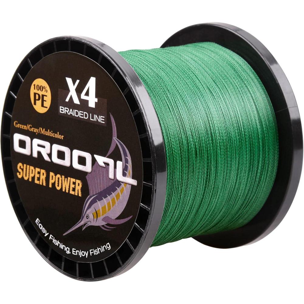 imageOROOTL Braided Fishing Line 10lb133lb Abrasion Resistant Fishing Line Braid 4 Strands Incredible Zero Stretch Fishing Braided Lines for Saltwater Freshwater Green Gray MulticolorMoss Green