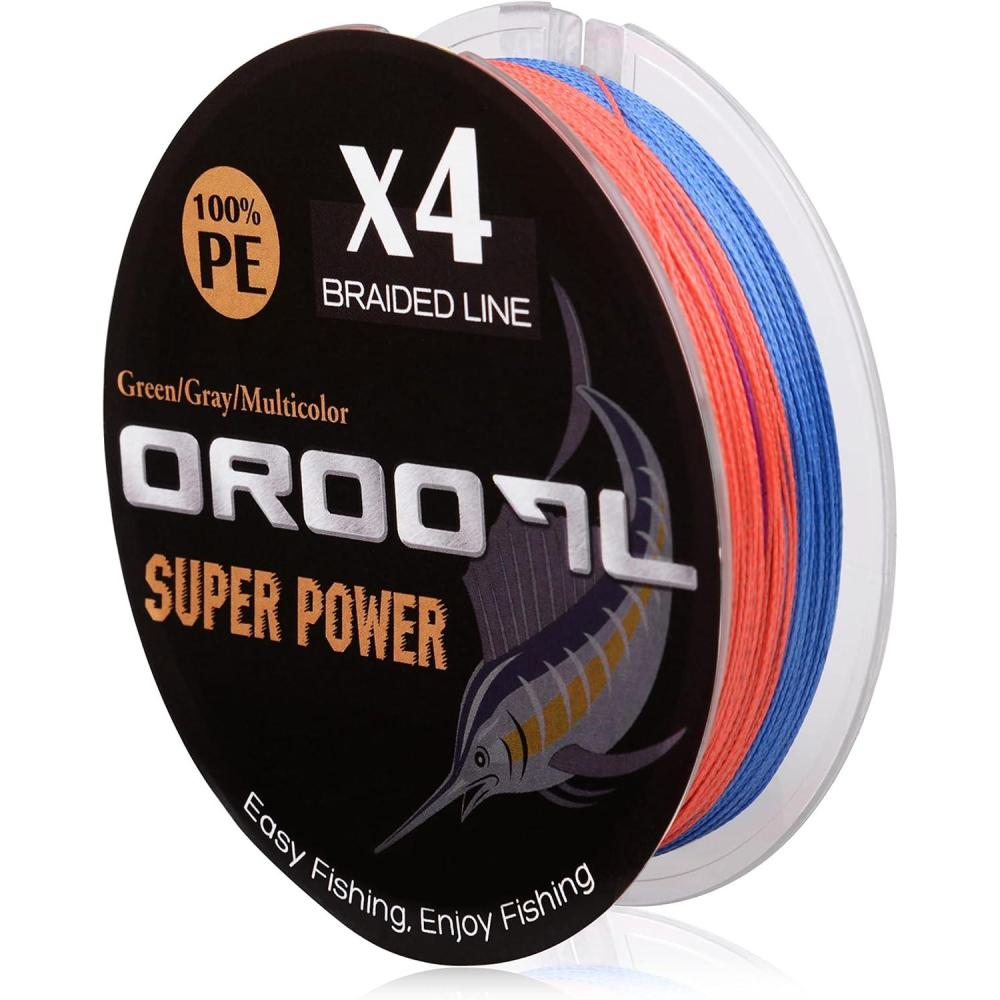 imageOROOTL Braided Fishing Line 10lb133lb Abrasion Resistant Fishing Line Braid 4 Strands Incredible Zero Stretch Fishing Braided Lines for Saltwater Freshwater Green Gray MulticolorMulticolor
