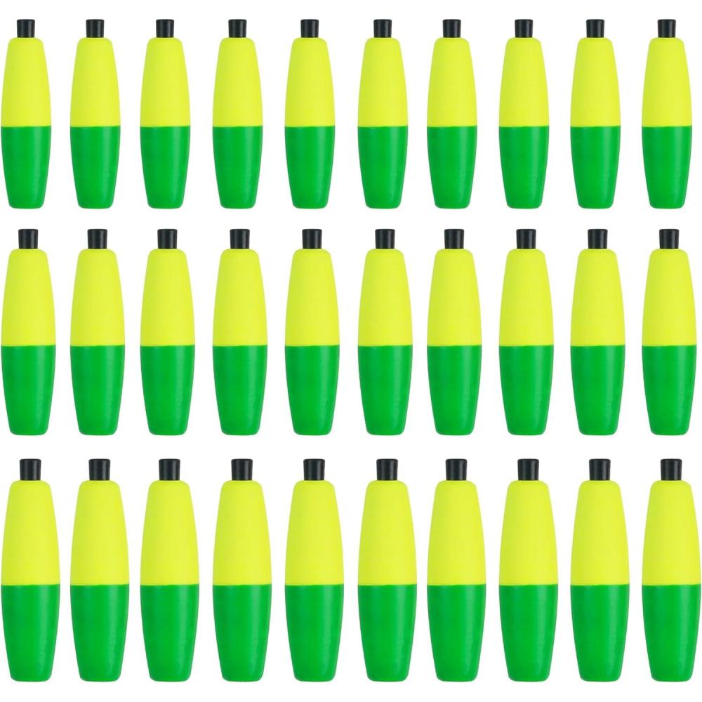 imageOROOTL Fishing Bobbers Floats for Catfish Peg Floats for Catfishing Cigar Foam Slip Fishing Bobbers for Santee Rig Catfish Freshwater Saltwater 2in 25in 3inGreen Yellow30pcs