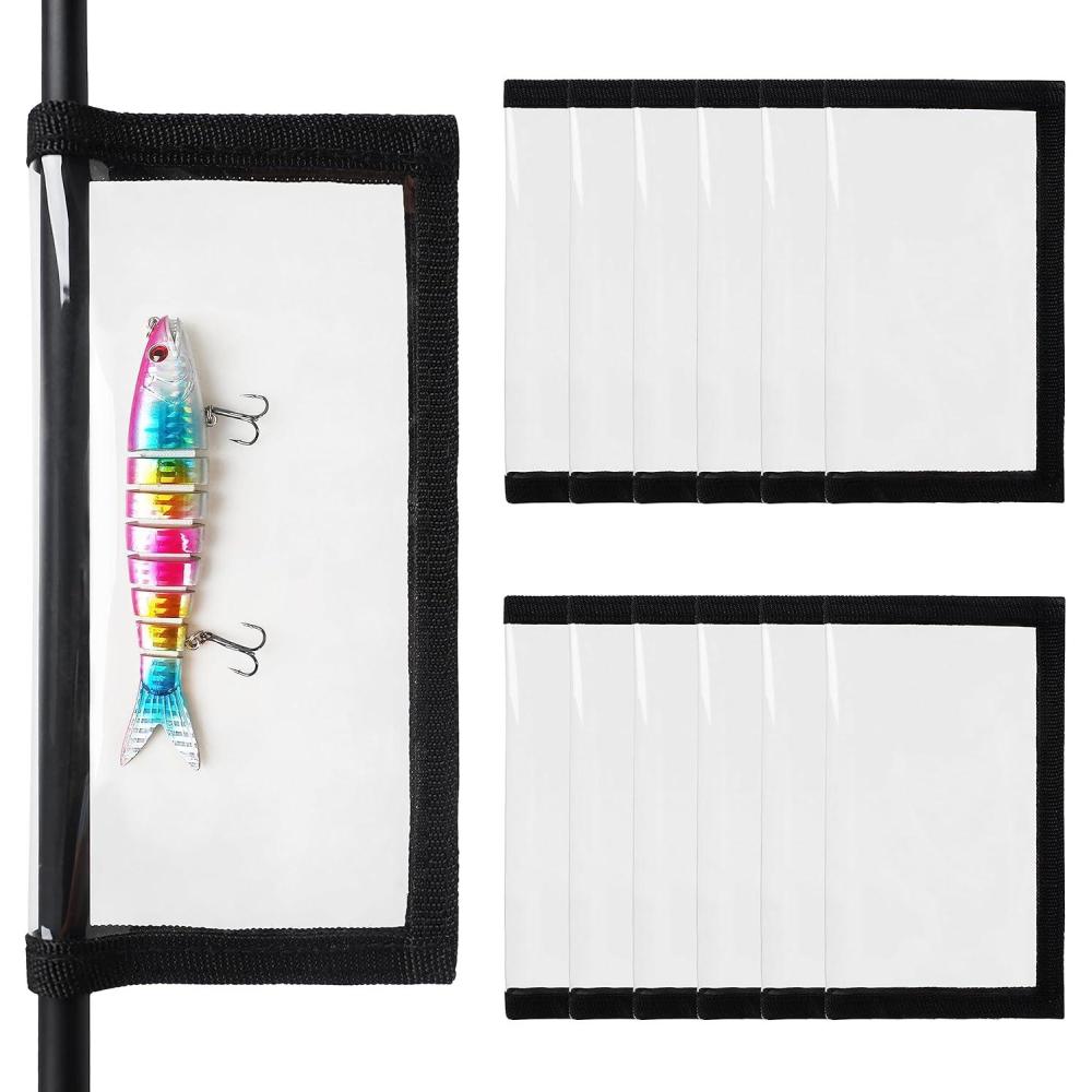 imageOROOTL Fishing Lure Wraps Hook Covers 512 Packs Fishing Lure Covers for Rod Durable Clear PVC Treble Hook Cover Bait Storage Protector Keep Safe from Sharp HooksBlackm39x6812pcs