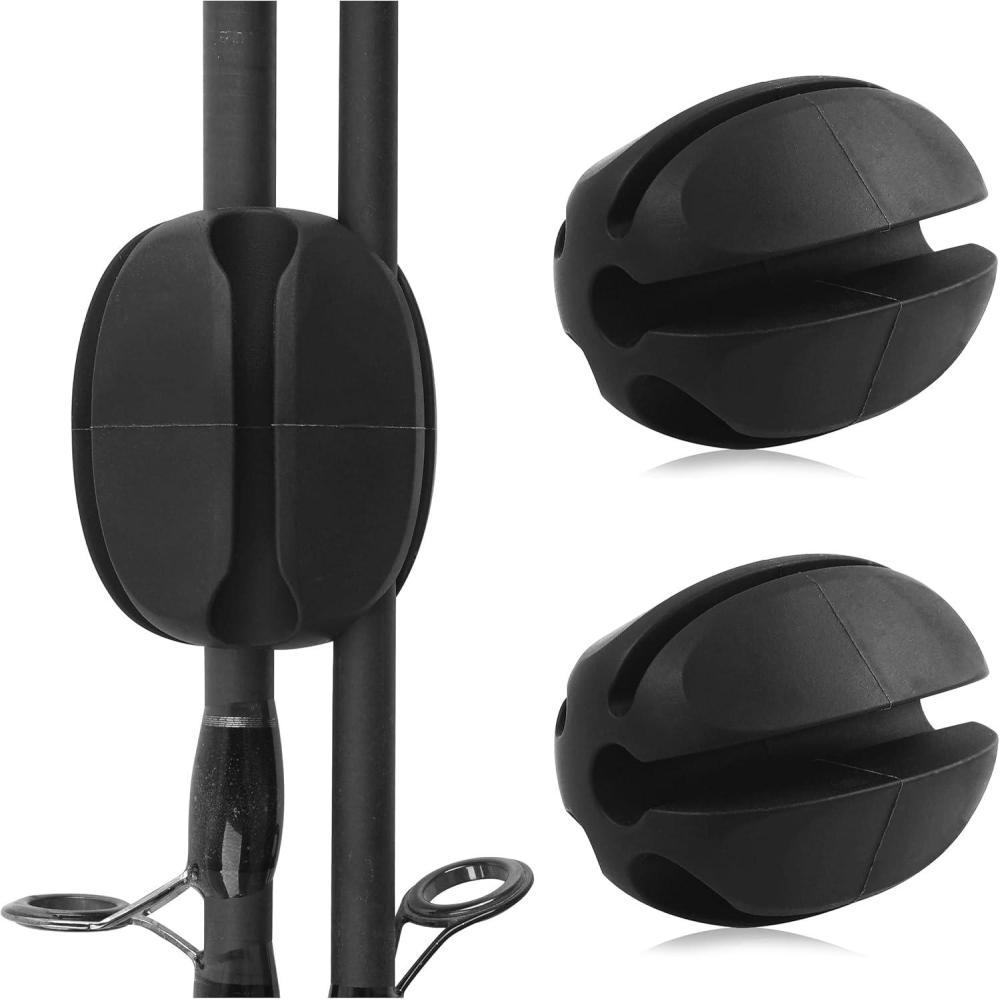 imageOROOTL Fishing Rod Holder Straps 2pcs Silicone Fishing Rod Straps 5Holes Portable Fishing Pole Holder Fixed Ball Fishing Pole Puller AccessoriesBlack2pcs