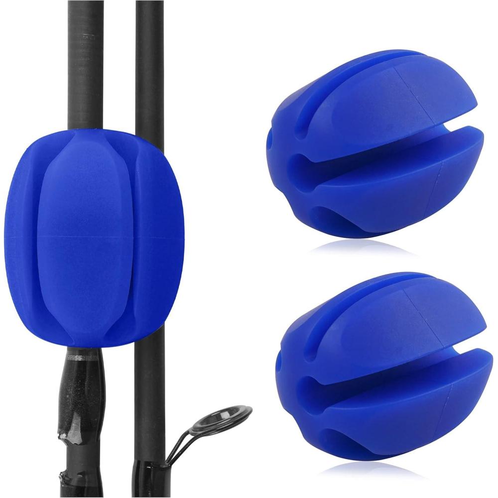 imageOROOTL Fishing Rod Holder Straps 2pcs Silicone Fishing Rod Straps 5Holes Portable Fishing Pole Holder Fixed Ball Fishing Pole Puller AccessoriesBlue2pcs