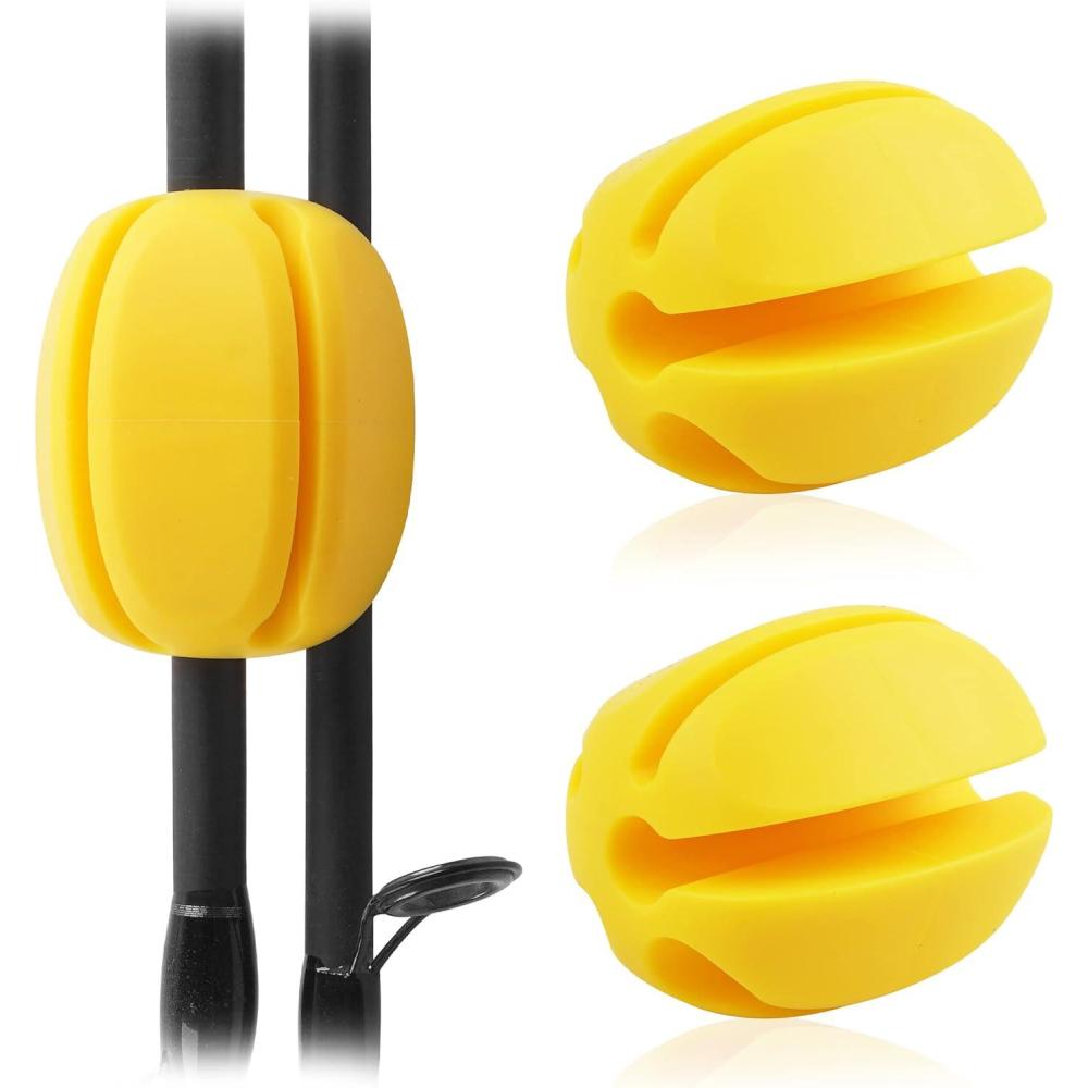 imageOROOTL Fishing Rod Holder Straps 2pcs Silicone Fishing Rod Straps 5Holes Portable Fishing Pole Holder Fixed Ball Fishing Pole Puller AccessoriesYellow2pcs