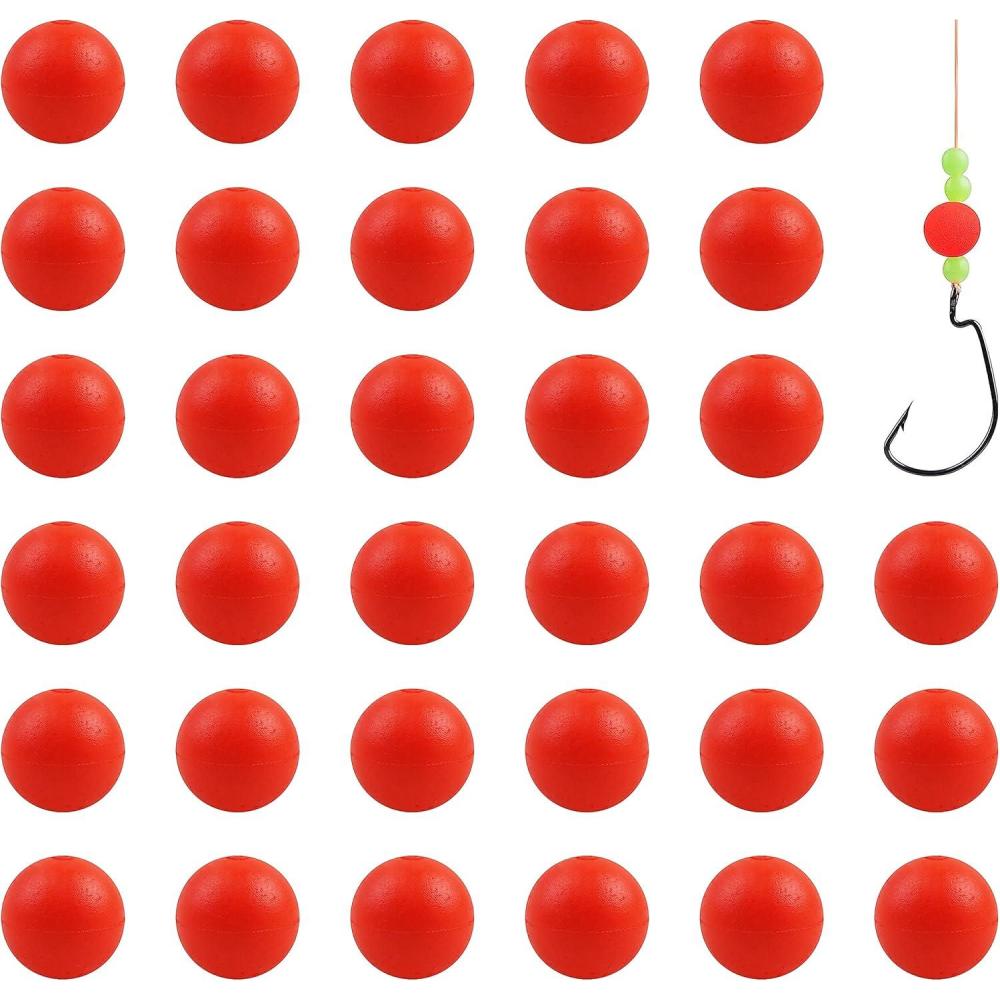 imageOROOTL Foam Floats Pompano Rig Floats 60pcs Snell Floats Foam Bobbers for Fishing Pompano Rigs Fishing Rig Making Kit for Trout Catfish WalleyeSphere  Red