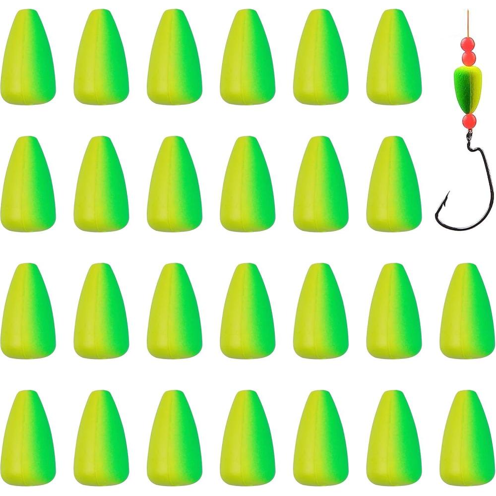 imageOROOTL Foam Floats Pompano Rig Floats 60pcs Snell Floats Foam Bobbers for Fishing Pompano Rigs Fishing Rig Making Kit for Trout Catfish WalleyeWater Drop YellowGreen
