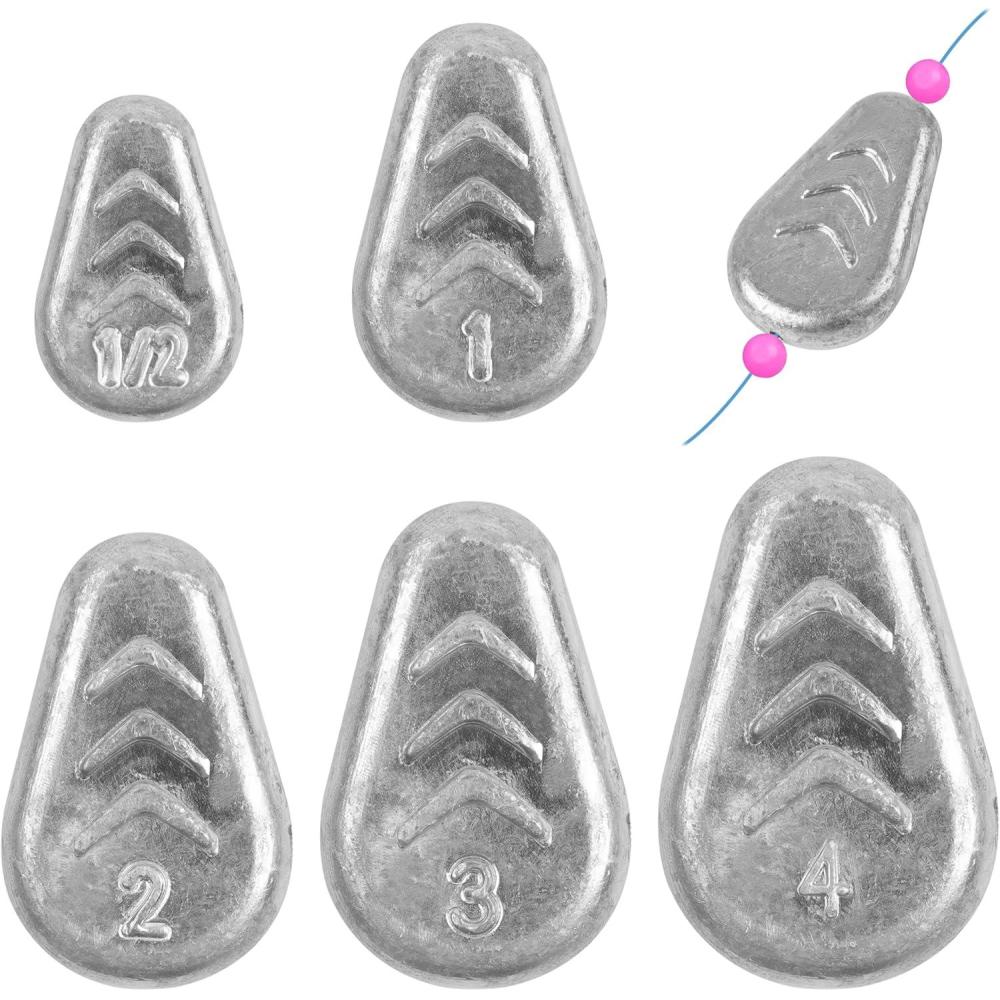 imageOROOTL No Roll Sinkers Fishing Weights Catfish Weights Flat Inline Sinkers Weight No Snag Slip Sinker Saltwater Surf Fishing Gear Tackle for Catfishing RigsMix1pcsSize5pcs