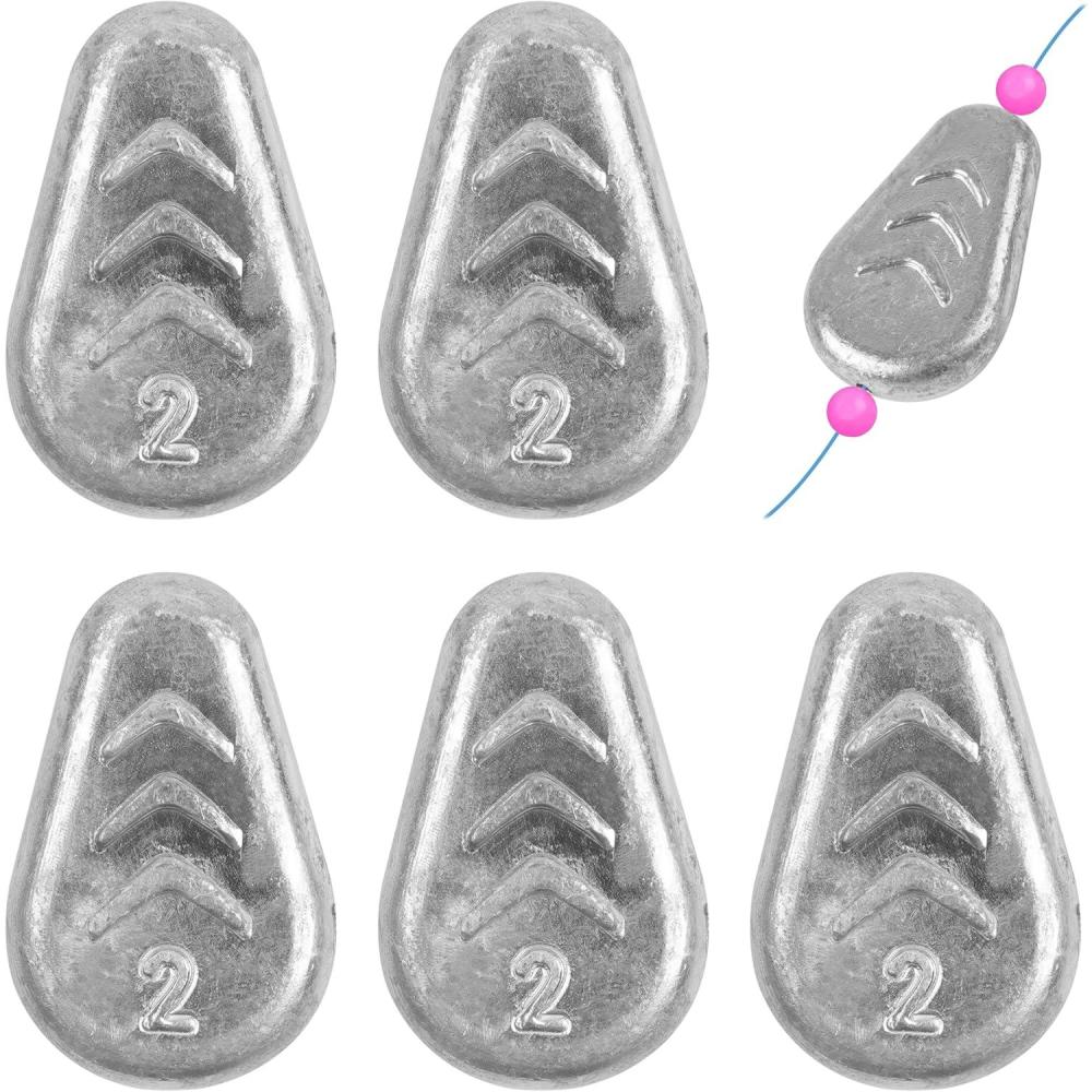 imageOROOTL No Roll Sinkers Fishing Weights Catfish Weights Flat Inline Sinkers Weight No Snag Slip Sinker Saltwater Surf Fishing Gear Tackle for Catfishing Rigs2oz5pcs