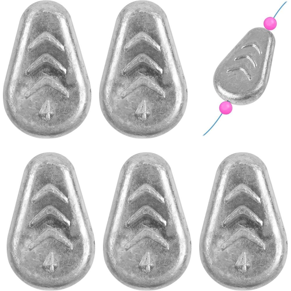 imageOROOTL No Roll Sinkers Fishing Weights Catfish Weights Flat Inline Sinkers Weight No Snag Slip Sinker Saltwater Surf Fishing Gear Tackle for Catfishing Rigs4oz5pcs