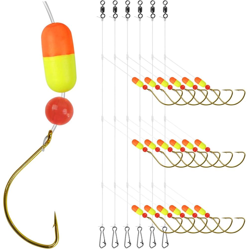 imageOROOTL Pompano Fishing Rigs 6pcs Pompano Rigs for Surf Fishing PreRigged Pompano Float Rigs with Circle Hooks Saltwater Fishing Rigs Surf Fishing GearOrangeYellow6pcs