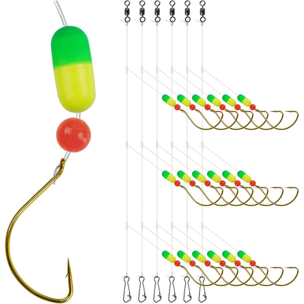 imageOROOTL Pompano Fishing Rigs 6pcs Pompano Rigs for Surf Fishing PreRigged Pompano Float Rigs with Circle Hooks Saltwater Fishing Rigs Surf Fishing GearGreenYellow6pcs