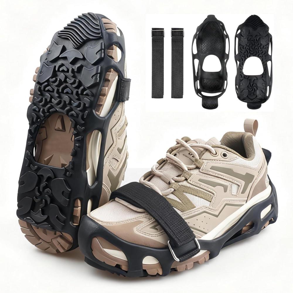 imageOROOTL Spikeless Ice Cleats Anti Slip Shoe Grippers for Slick Wet Slippery Surface Slip On Ice Shoes Cleats Rubber Tread Overshoes for Roofing Shoes Indoor Outdoor UseSM US 558 UK357