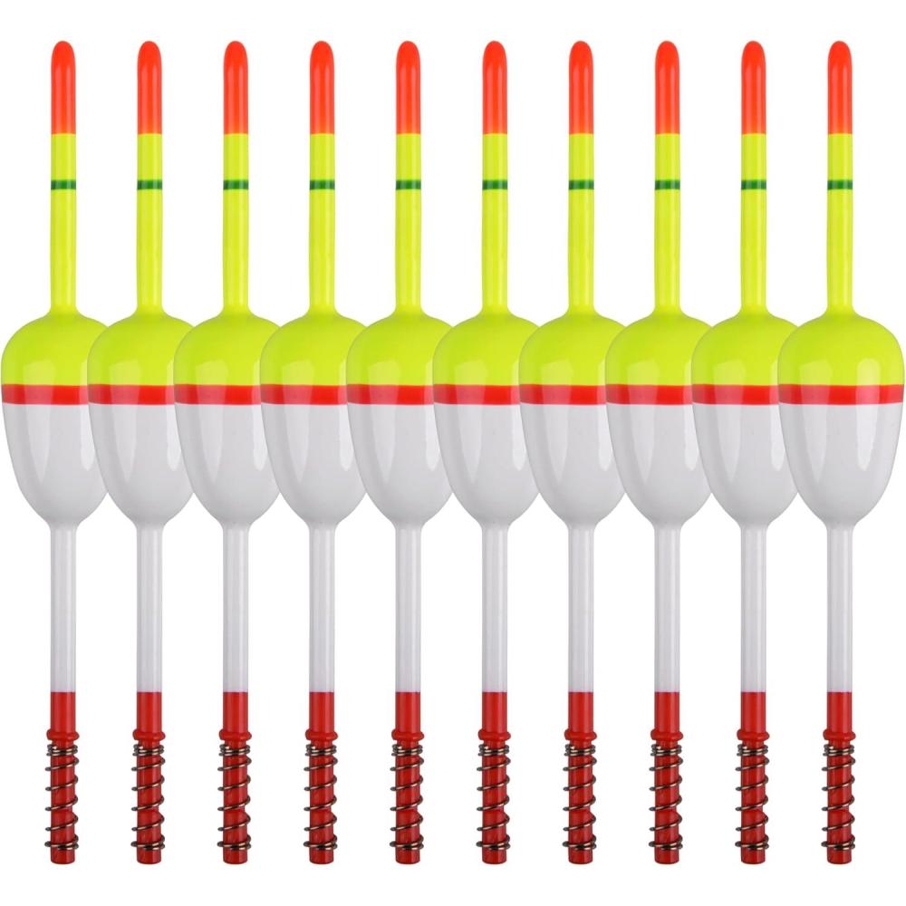 imageOROOTL Wood Slip Bobbers Fishing Floats and Bobbers 10pcs Spring Oval Stick Slip Floats Weighted Bobber for Crappie Catfish Trout Panfish Walleyes Fishing563in197in091in 10pcs