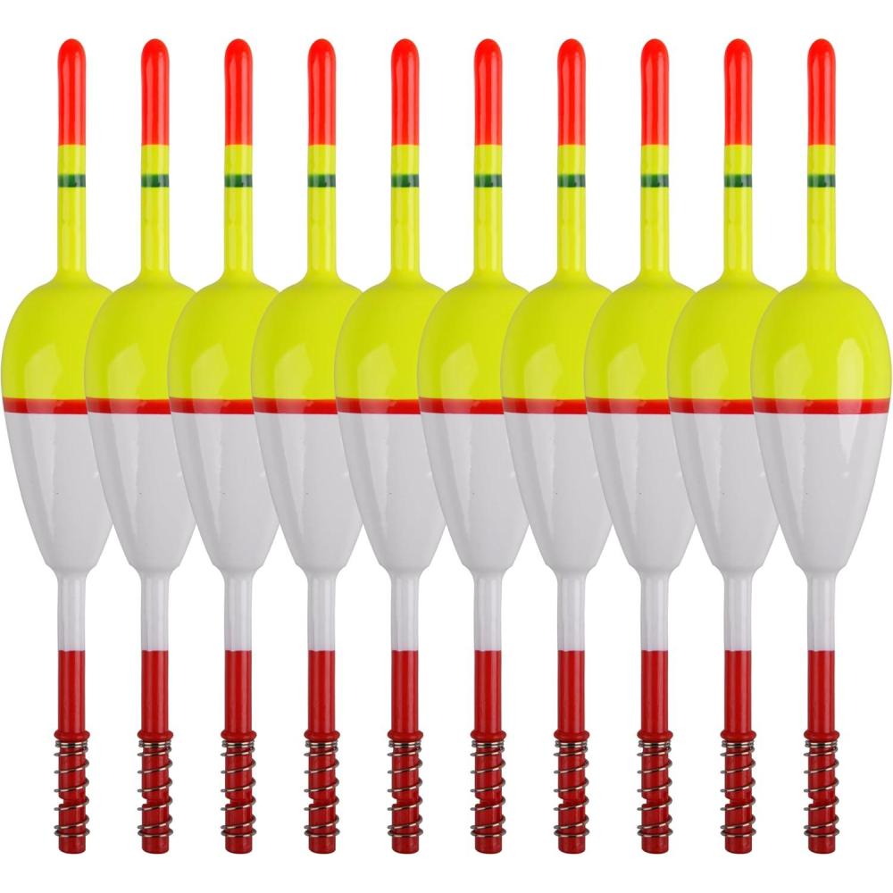 imageOROOTL Wood Slip Bobbers Fishing Floats and Bobbers 10pcs Spring Oval Stick Slip Floats Weighted Bobber for Crappie Catfish Trout Panfish Walleyes Fishing563in157in091in 10pcs