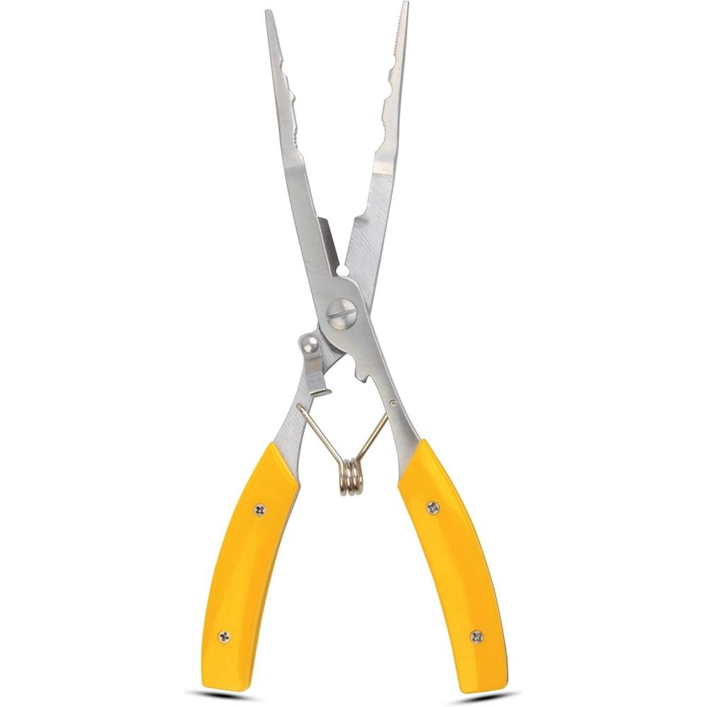 imageStainless Steel Fishing Pliers Long Nose Fish Pliers Hook Remover Braid Line Cutter Sinker Crimper Rustproof Fishing Multitool Accessories for Saltwater Freshwater