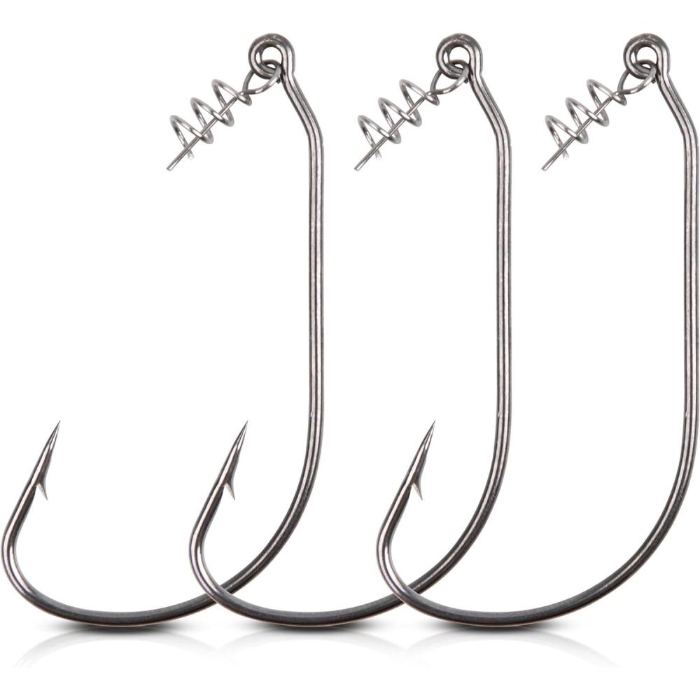 imageTwistlock Fishing Hooks with Centering Pin 30pcs Twist Lock Hooks Worm Hooks for Bass Fishing Unweighted Swimbait Hooks for Soft Plastics Saltwater Freshwater Fishing4030pcs