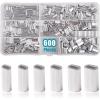 imageOROOTL Fishing Crimp Sleeves Kit 600pcs Single Barrel Crimp Sleeves Assortment Aluminum Fishing Line Crimping Sleeves Oval Fishing Loop Sleeves Tube Connector Wire Rope Cable Leader Rigging Tackle
