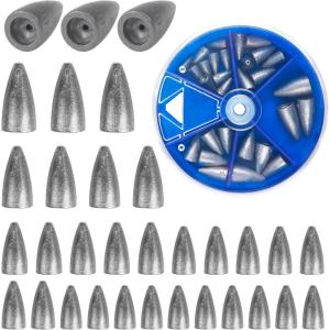 Bullet Sinkers Fishing Weights Kit, 29/83pcs Fishing Sinkers Weights Set Assorted Slip Sinker Worm Weights for Bass Fishing Saltwater Freshwater(29pcs-unpainted)