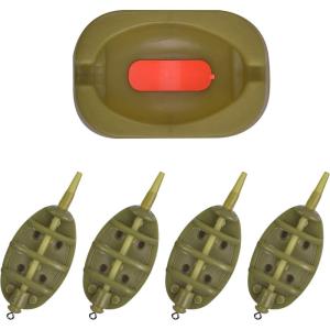Carp Fishing Method Feeders Set, 4 Inline Method Feeders with 1 Quick Release Carp Fishing Equipment for Baits Holder Method Carp Fishing Tool Accessories(TYPE3: 30g/40g/50g/60g)