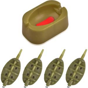 Carp Fishing Method Feeders Set, 4 Inline Method Feeders with 1 Quick Release Carp Fishing Equipment for Baits Holder Method Carp Fishing Tool Accessories(TYPE1: 15g/20g/25g/35g)