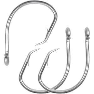 Circle Hooks in-line Wide Gap Fishing Hooks for Saltwater Freshwater Offset Stainless Steel Live Bait Hook for Striper Catfish Mackerel Bass Tuna 5/0-10/0(6/0-45pcs)