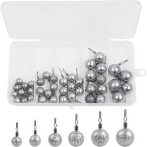 Drop Shot Weights Fishing Sinkers for Bass Fishing Skinny Sinkers with Barrel Swivels Drop Shot Rig Weights for Freshwater Saltwater(Mixed Size-40pcs)
