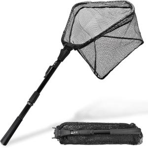 Fishing Landing Net Collapsible Fishing Nets Floating Fish Landing Net with Nylon Mesh Extendable Handle Safe Fish Net for Saltwater Freshwater Kids Men Women