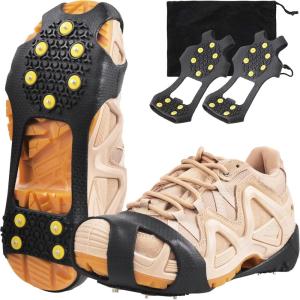 Ice Cleats for Shoes and Boots Ice Snow Grippers Anti-Slip Crampons 10 Studs Traction Cleat for Women Men Kids Hiking Fishing Walking Running Jogging(XL (Men:10-12.5)/(Women:11.5-14))