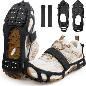Ice Cleats for Shoes and Boots Walk Traction Crampons Anti Slip 24 Studs Ice Snow Grippers for Women Men Kids Winter Hiking Climbing Fishing Gear(X-Large (10.5-13 men/11.5-14 women))